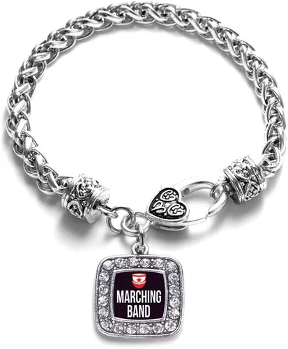 Vista 83 de Pulsera de dijes cuadrados de plata con joyería de circonita cúbica