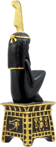 Vista 5 de ebros egipcio diosa Maat en cuclillas sobre pedestal de regalo con plumas de avestruz Estatua 6" H Deidad de la Verdad & Figura decorativa