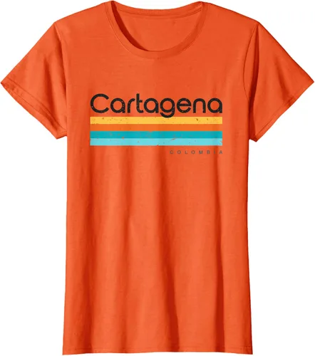 Vista 60 de Camiseta vintage de Cartagena Colombia con diseño retro, Blanco, S