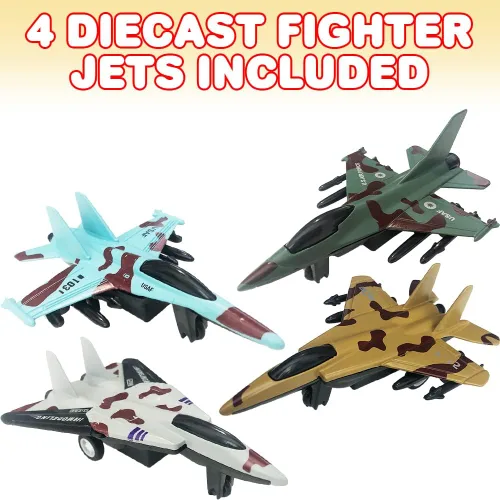 Vista 2 de ArtCreativity United Sates Air Force - Juego de 4 juguetes de combate fundido a presión de la Fuerza Aérea de los Estados Unidos, mecanismo