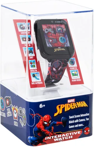 Vista 2 de Marvel Spider-Man - Reloj inteligente para niños, reloj interactivo con pantalla táctil con 10 caras de reloj personalizables, cámara integrada