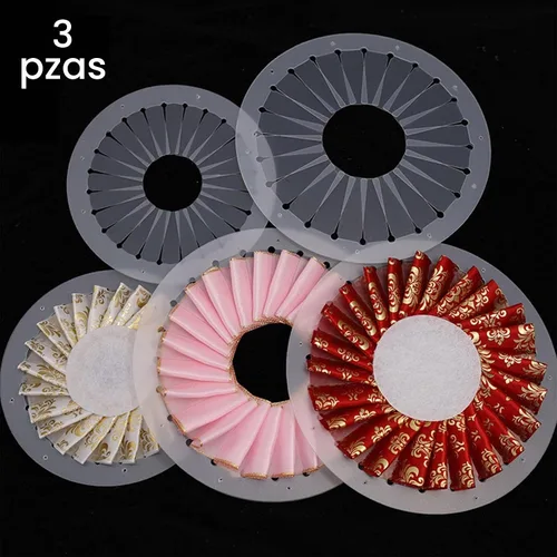 Vista 4 de 3 piezas de botón de insignia, ornamento, cinta, herramienta de fabricación de flores, fabricante de rosetas, roseta de cinta, broche de roseta