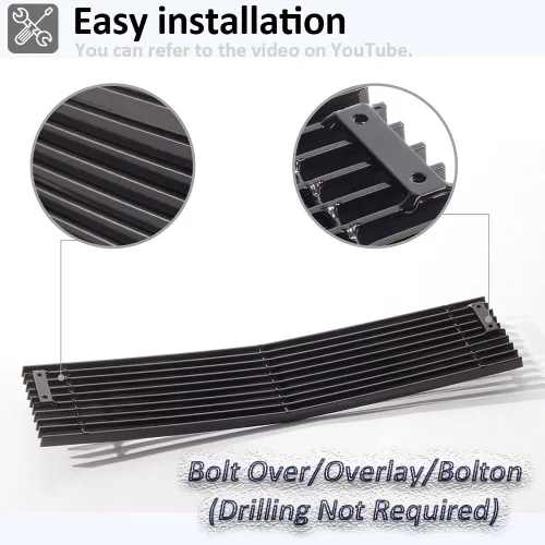 Vista 5 de Parrilla de parachoques inferior compatible con Chevy Silverado 3500HD 2500HD 2015 16 17 18 19 inserción de rejilla de aluminio sólido