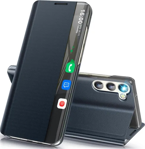 Vista 103 de Funda de teléfono para Samsung Galaxy A16 5G, Clear View Window Funda delgada de lujo para teléfono Galaxy A16 con soporte, funda protectora