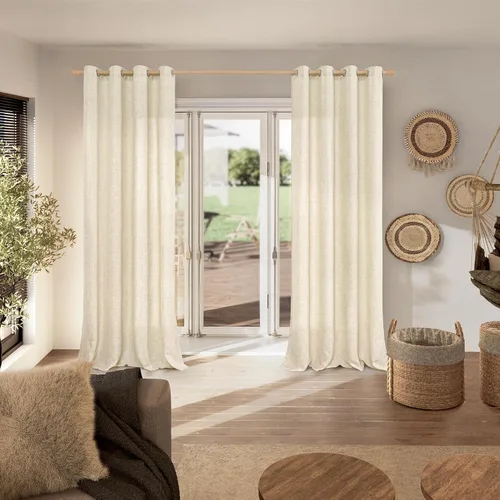 Vista 191 de BGment Cortinas de Lino Beige de 63 Pulgadas de Largo 2 Paneles - Tratamientos para Ventanas con Textura de Arpillera Filtrantes de Luz Cortinas B