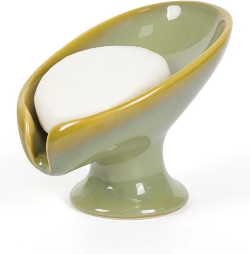 Vista 13 de Jabonera, Jabonera Autodrenante para Barra de Jabón para Fregadero de Baño, Jabonera de Cerámica con Forma de Hoja y Drenaje, Jabonera de Porcelana