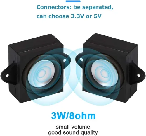 Vista 4 de MakerHawk Mini altavoz de 2 piezas - 3W 8 conector de altavoz publicitario portátil de gama completa (3.3V - 5V)