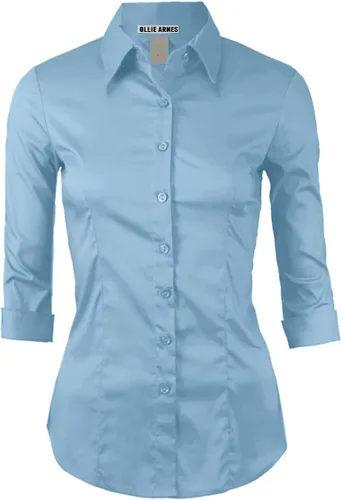 Vista 2 de OLLIE ARNES Blusa sexy de trabajo con botones para mujer