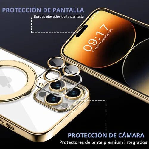 Vista 3 de Funda magnética para iPhone 14 Pro con soporte invisible [compatible con MagSafe] [protector completo de lente de cámara]