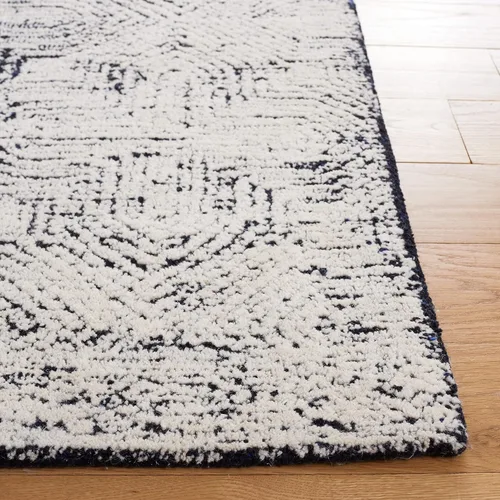 Vista 4 de SAFAVIEH Metro Collection - Alfombra de pasillo de 2 pies 3 pulgadas x 8 pies, negro y marfil, lana geométrica hecha a mano, ideal para zonas