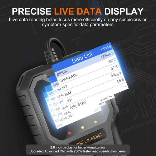 Vista 7 de Escáner OBD2, lector de código profesional para comprobar la luz del motor/restablecimiento de luz de aceite, herramienta de escaneo OBDII mejorada