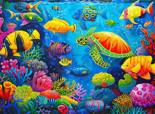 Vista 10 de Cross & Glory - Beneath The Waves: Shark's Colorful Realm - Rompecabezas de 1000 piezas para adultos y niños mayores de 12 años Arte oceánico