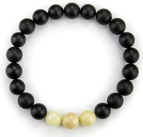 Vista 3 de Amber Bead Stretch Bracelet - Certified Handmade Natural Baltic Dark Cherry Charm Bangle Unisex Adult in a Gift Box