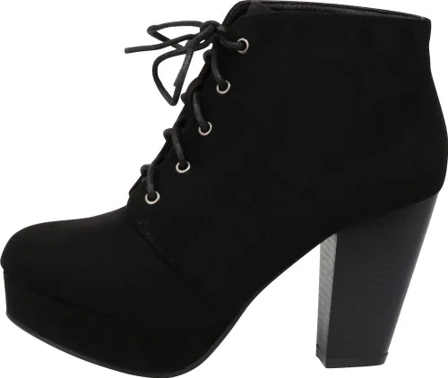 Vista 7 de Forever Link modelo Camille-86 - Botines con cordones y tacón grueso para mujer