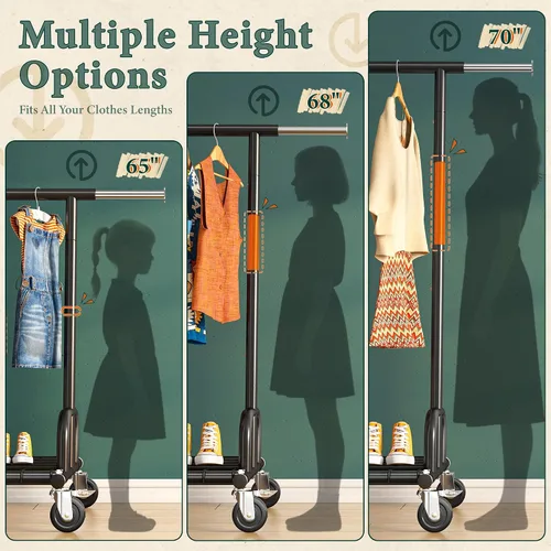 Vista 4 de Raybee Perchero resistente para ropa, estantes para ropa para colgar ropa pesada 200+, perchero enrollable para ropa con capacidad de carga de 485