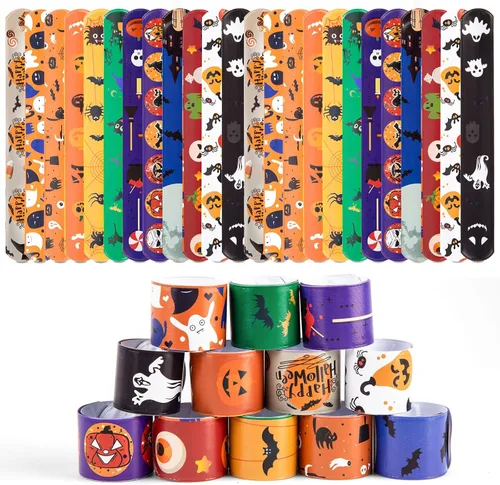 Vista 9 de LovesTown 48 pulseras blancas de palmada, pulseras a presión para fiestas