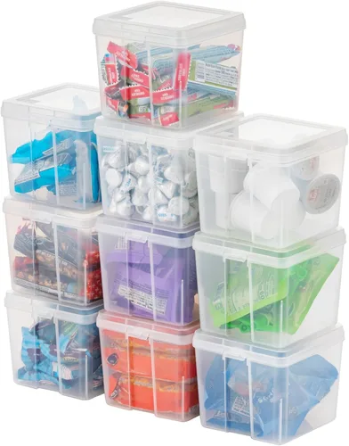 Vista 16 de IRIS USA Recipientes de almacenamiento de alimentos con tapa abatible, 1.3 cuartos de galón, paquete de 10, recipientes de alimentos transparentes