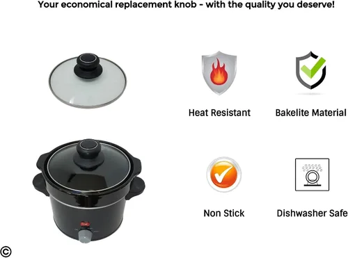 Vista 3 de Cookware - Pomo universal para tapa de repuesto, resistente al calor, mango de tapa de olla de cocina de baquelita, color negro con forro plateado