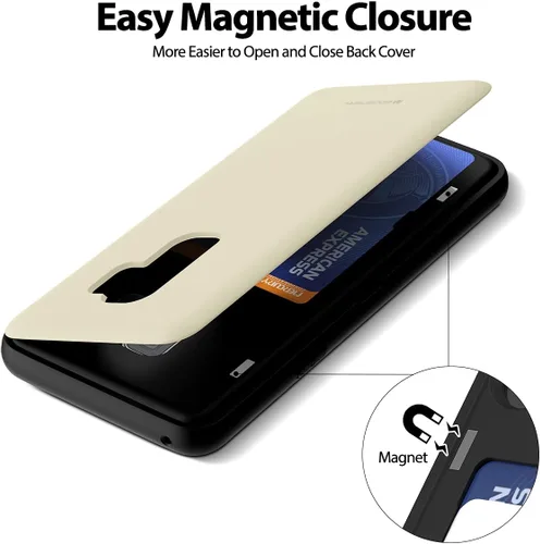 Vista 232 de GOOSPERY Parachoques magnético para puerta compatible con Galaxy S9 Plus, tarjetero tipo billetera con cierre automático por iman, funda protectora