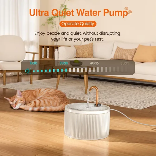 Vista 3 de MISFANS Fuente de Agua de Cerámica para Gatos - 2.1L/71oz - Cuerpo Totalmente de Cerámica y Caño de Agua de Cobre Puro - No Tóxico - Fuente
