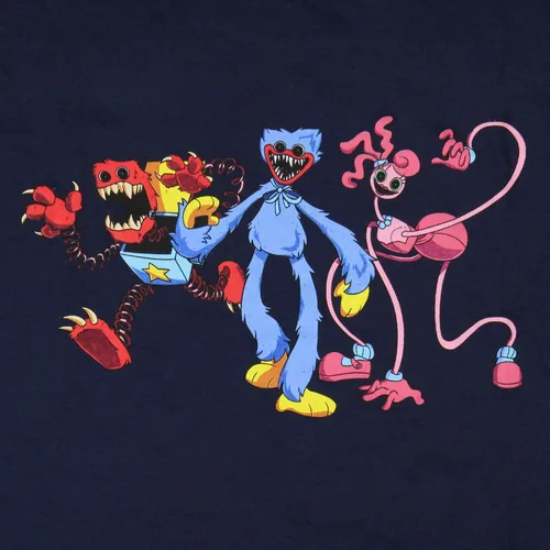 Vista 3 de Mad Engine Poppy Playtime CH2 Bad Guys Huggy Mommy Long Legs Boxy Boo - Camiseta gráfica de personajes para niño