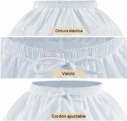 Vista 4 de Abaowedding Falda Inferior con 2 Aro para Niñas, Enagua Completa Elástica, Crinoline para Niños