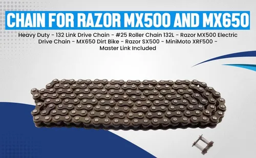 Vista 6 de Cadena para Razor MX500 y MX650 – Resistente – Cadena de transmisión de 132 eslabones – Cadena de rodillos #25 132L – Cadena de transmisión