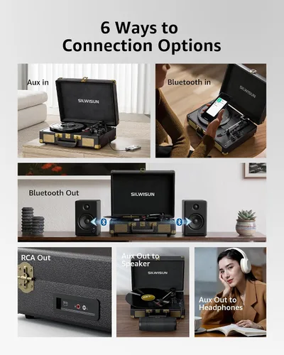 Vista 7 de Tocadiscos Bluetooth de entrada/salida con tocadiscos de altavoces