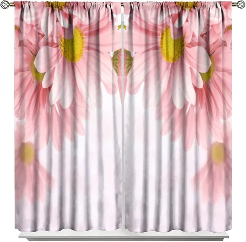 Vista 30 de Cortinas de cocina rústicas y florales, estilo retro, estilo granja, cabaña, casa de campo, margaritas, estilo granja, ventana, puerta