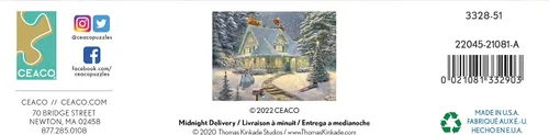 Vista 7 de Ceaco - Thomas Kinkade - Holiday - Midnight Delivery - Rompecabezas de 1000 piezas Art by Thomas Kinkade, Made in USA, Recycled Board, Finished