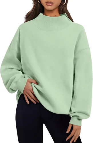 Vista 32 de Trendy Queen Sudaderas de cuello alto para mujer, de gran tamaño, trajes de Albaricoque