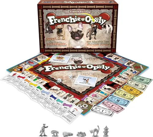 Vista 2 de Late for The Sky Frenchie-Opoly - Juego de mesa de bulldog francés para familias y adultos, 2-6 jugadores, a partir de 8 años, regalo para amantes
