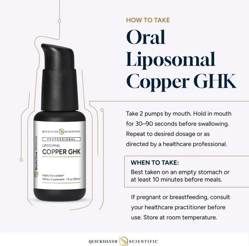 Vista 6 de Quicksilver Scientific Cobre liposomal oral GHK, vegano, 30 porciones
