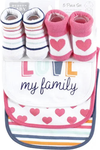 Vista 99 de Hudson Baby Conjunto de babero y calcetines unisex de algodón para bebé