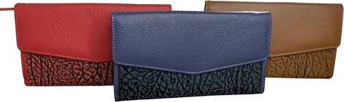 Vista 5 de Baroncelli Carteras de cuero para mujer, talla L, Elefante Violeta, Cartera para mujer