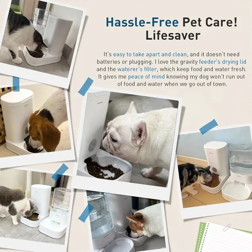 Vista 9 de PAWGETHER® Alimentador de Gatos por Gravedad, Dispensador de Comida para Perros Automático, Estación de Comida para Mascotas Capacidad de 1