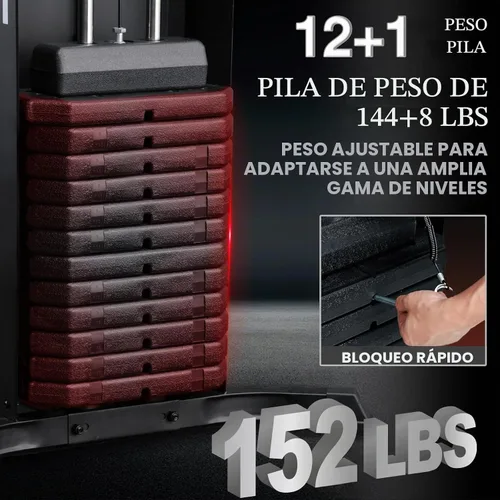 Vista 7 de Mikolo Gimnasio en casa, estación de entrenamiento con pila de pesas de 150 libras, equipo multifuncional de gimnasio en casa, equipo de ejercicio