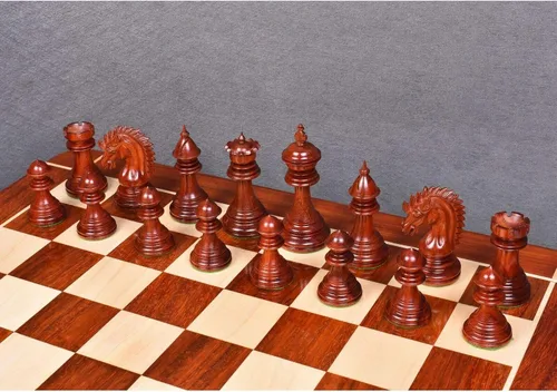 Vista 5 de RoyalChessMall - Juego de piezas de ajedrez Staunton de lujo de dragón de 4.4 pulgadas, madera de rosa con triple