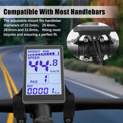 Vista 7 de Pantalla LCD para Bicicleta Eléctrica, Métrica de Panel de 5 Pines para E Scooter M5 con Conector Impermeable, Pantalla de Control de Medidor