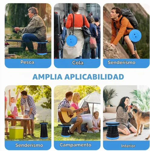 Vista 7 de Taburete plegable mejorado, silla plegable con bloqueo de interruptor, taburete de camping plegable plegable con capacidad de carga de 400 libras