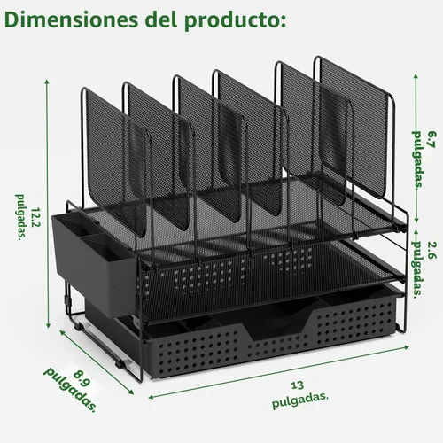 Vista 7 de LEKETREE Organizador de escritorio, organización de oficina con soporte de archivos vertical, organizador de archivos con cajón y soporte