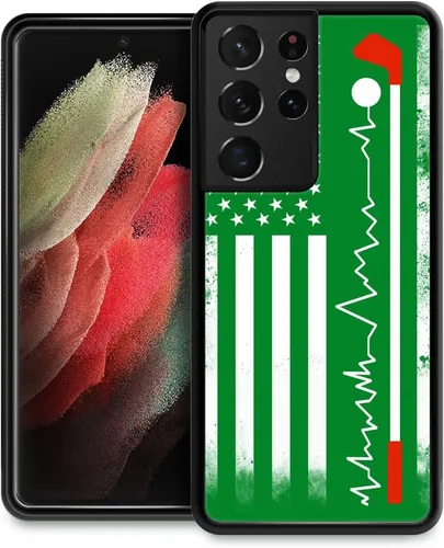 Vista 10 de Funda compatible con Samsung Galaxy S21 Ultra, funda protectora de madera con bandera estadounidense antideslizante y a prueba de golpes