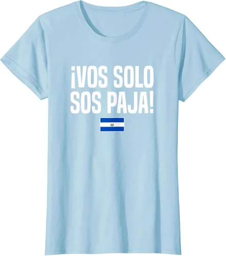 Vista 26 de Camiseta Vos Solo Sos Paja Salvadoran Slang Bandera de El Salvador, Negro