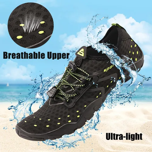 Vista 2 de Joelynne Zapatos de agua para mujeres y hombres, de secado rápido, descalzo, para playa, natación, deportes, senderismo, buceo, surf, 1-carbon Black