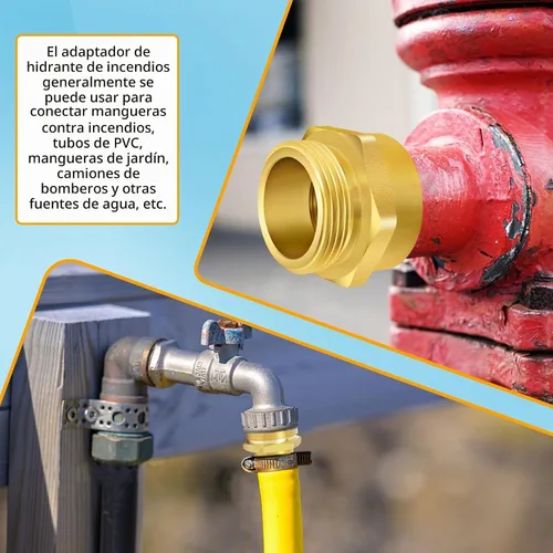 Vista 7 de Conector de rosca hexagonal para hidrante de fuego, 2" NPT x 2-1/2" NST (NH) macho Adaptador de manguera de hidrante de fuego doble macho Conector