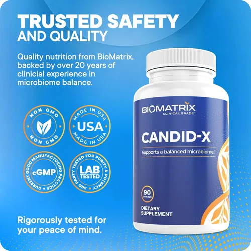 Vista 6 de BioMatrix Candida Cleanse, suplemento de salud intestinal con berberina, orégano, caprilato de sodio, manzanilla, jengibre, PAU D'arco Candid-X