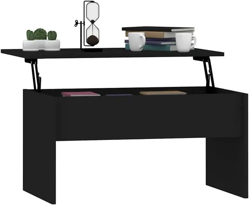 Vista 8 de Lift Top Coffee Table Black 31.5"x19.9"x16.3" Engineered Wood Mesa de Centro for Living Room with Hidden Storage, Modern Matte Finish for Small