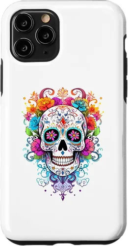 Vista 29 de Halloween Sugar Skull Flower Calavera Dia De Los Muertos Case for iPhone 17