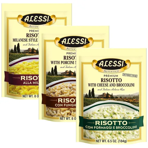 Vista 11 de Alessi Autentico, Risotto Sazonado Premium, Arroz Arborio Italiano, Fácil de Preparar, 8 oz (Milanesa, Paquete de 6)