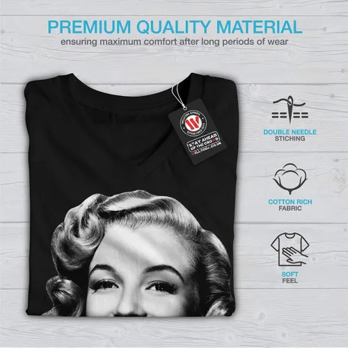 Vista 5 de Wellcoda Celebrity She Marilyn Mens V-Neck T-Shirt, Marilyn Graphic Print Tee
